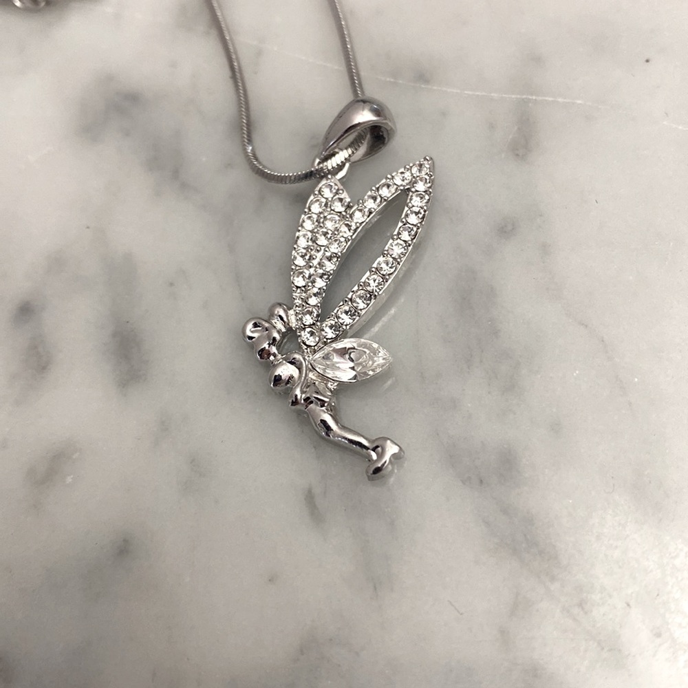 Tinker bell necklace silver diamond
